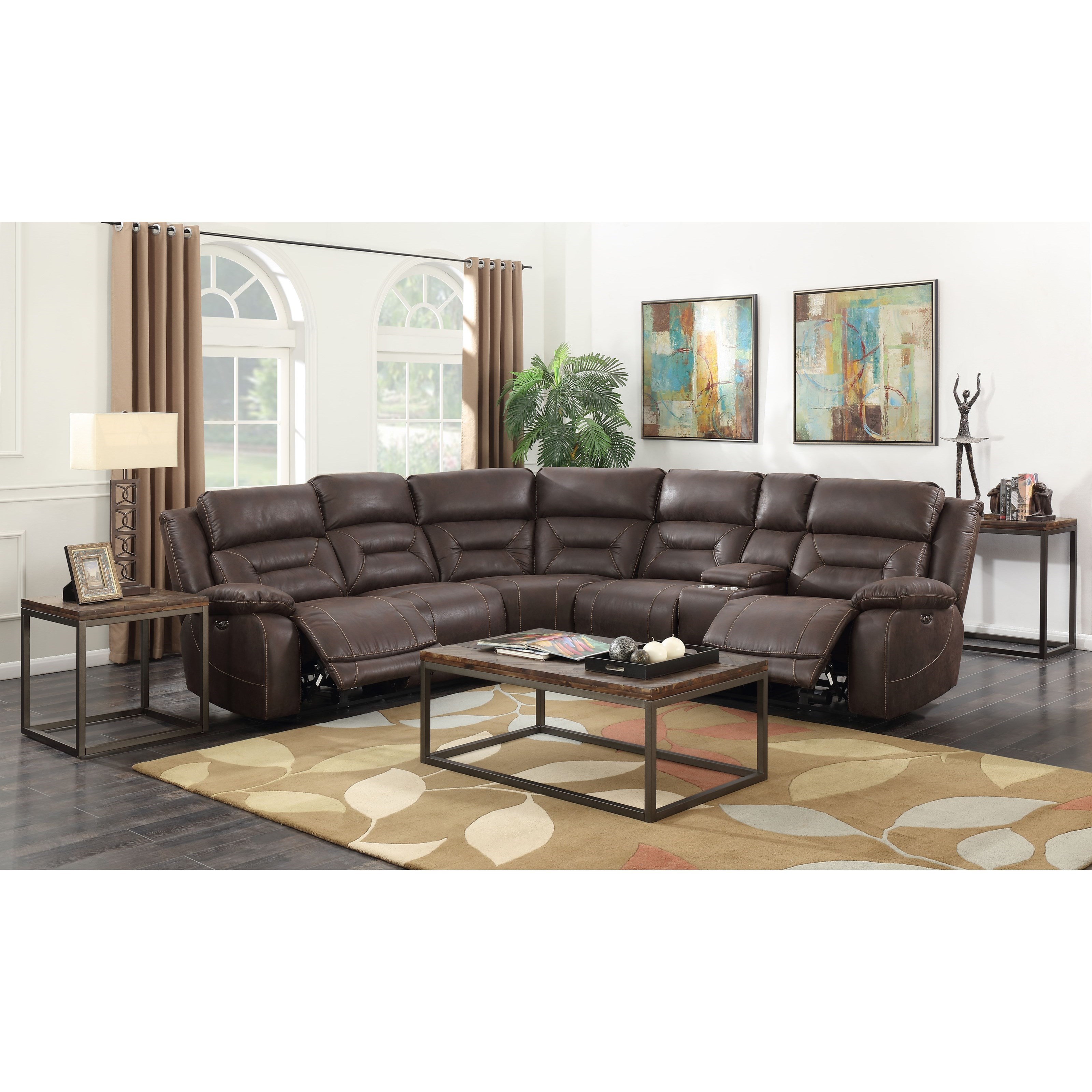 Steve Silver Aria 3 Piece Reclining Sectional Sofa with USB Port